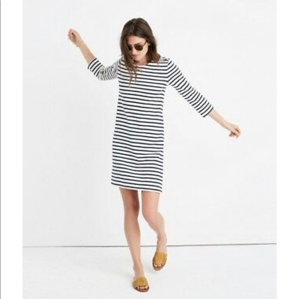 Preppy Madewell Navy & Ivory Striped DRESS size M